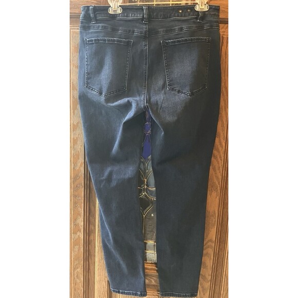 CAbi Jeans 3194 SKINNY Distressed Dark Wash Blue STRETCH Womens Size 14 Mid Rise - Picture 9 of 16